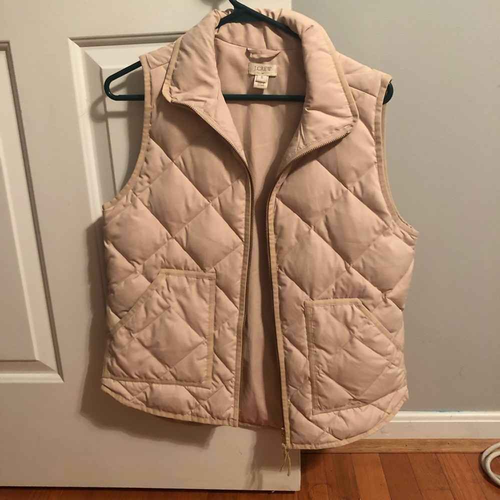 Cream JCrew Quilted Vest, Size Small